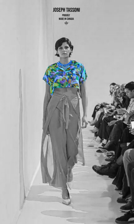 Joseph Tassoni Convertible Top & Silk Chiffon Melange Wrap Pant