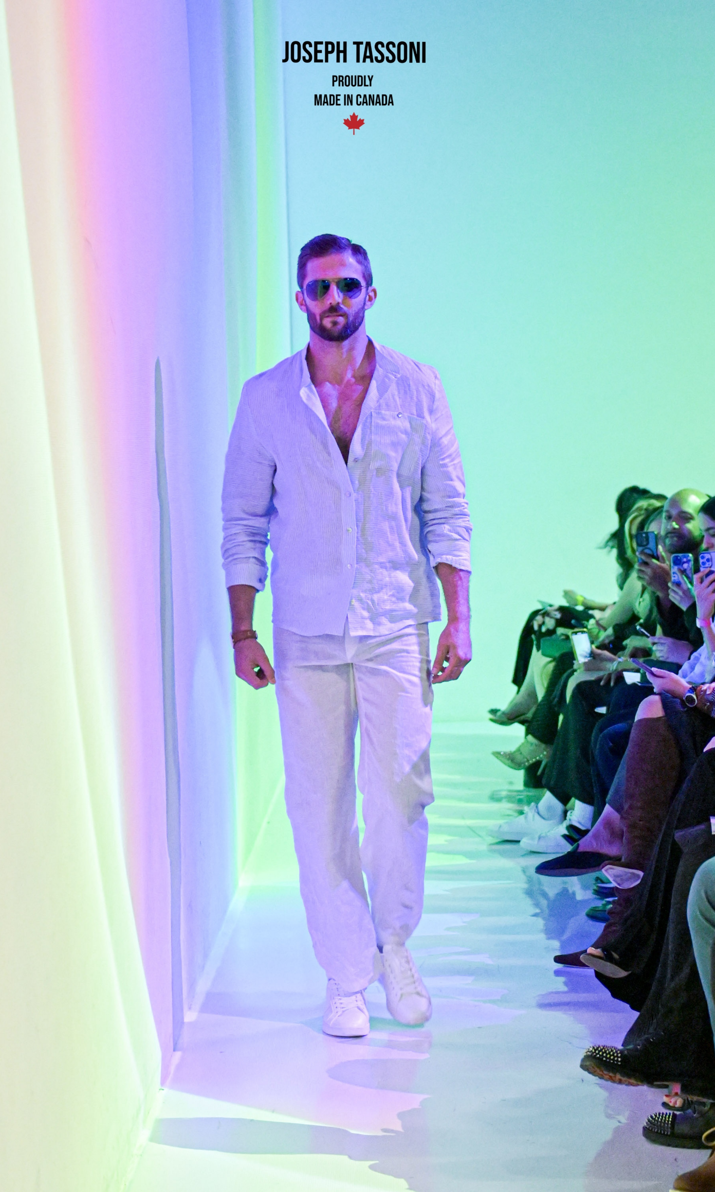 The Joseph Tassoni Men’s Linen Cross-Directionline Striped Shirt paired with Elastic-Waist Linen Trouser