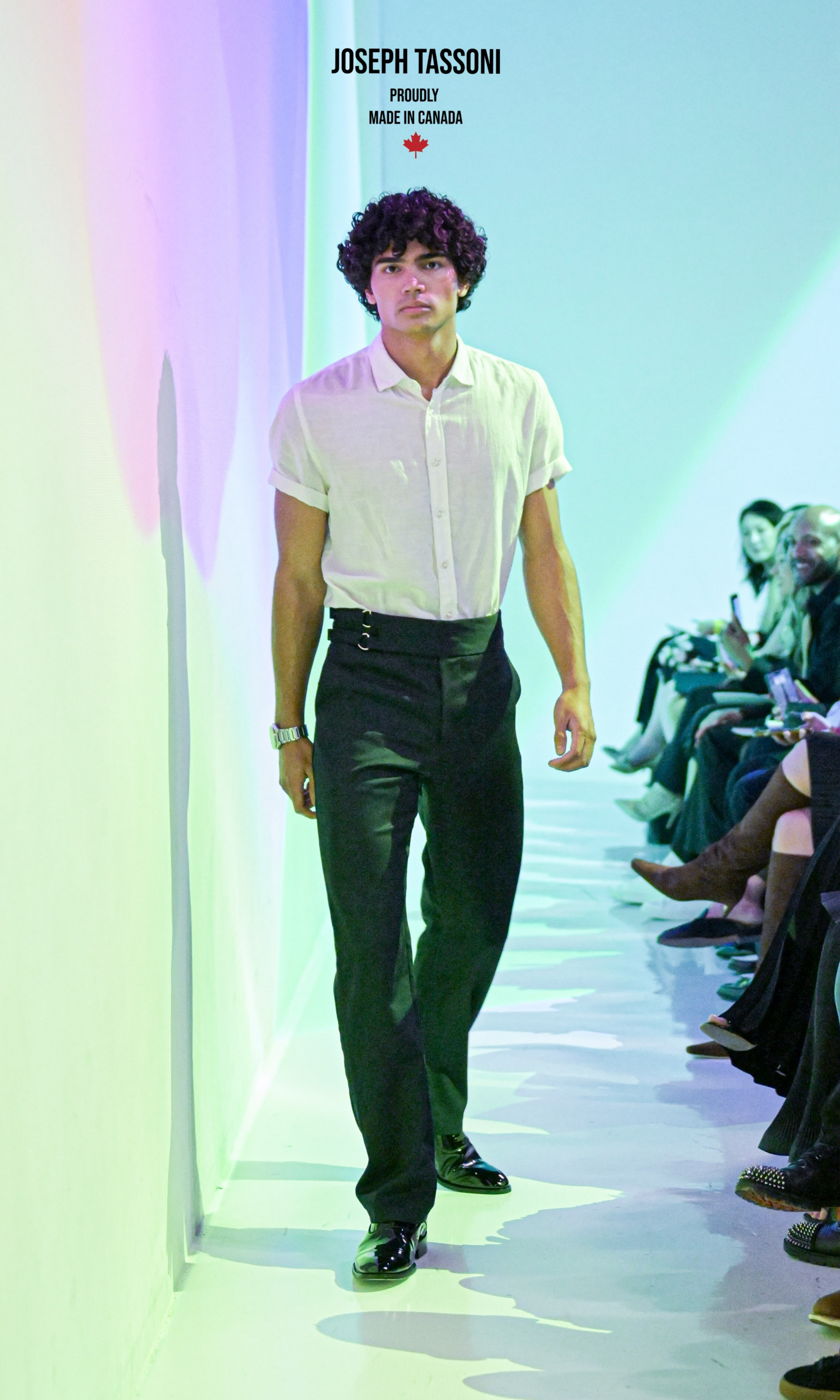 The Joseph Tassoni Men’s Adjustable Strap Waistband Pants paired with a Short-Sleeve Linen Shirt