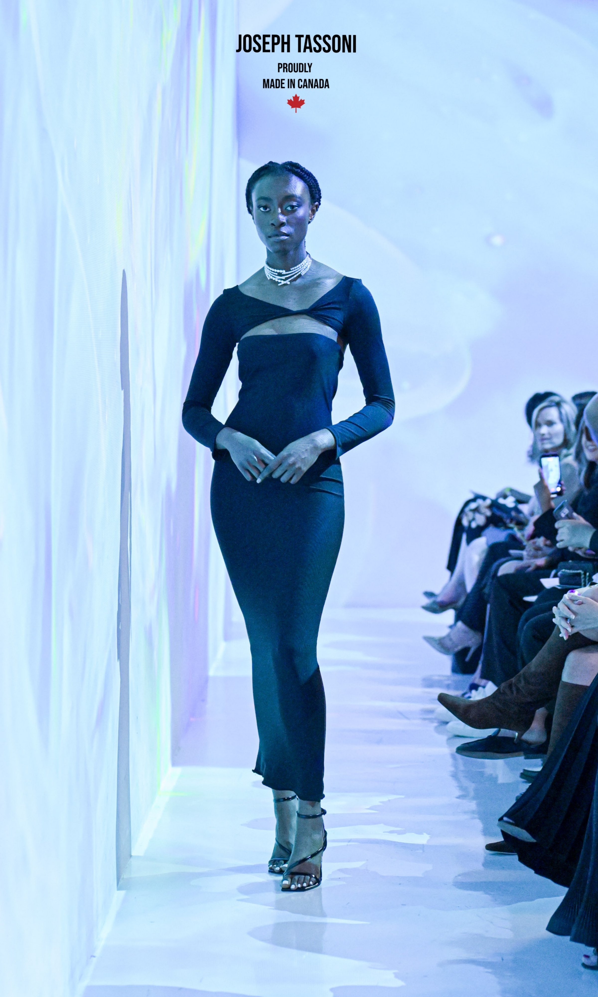 The Joseph Tassoni Silk Mesh Floor-Length Dress with Asymmetric Twist Shrug