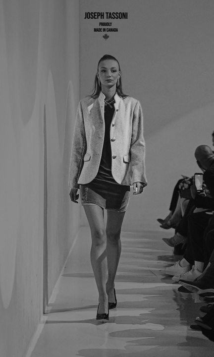 The Joseph Tassoni Ladies City Blazer paired with a Silk Velvet A-Line Dress