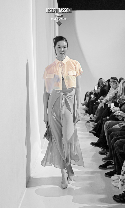 Joseph Tassoni Convertible Top & Silk Chiffon Melange Wrap Pant