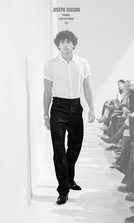 The Joseph Tassoni Men’s Adjustable Strap Waistband Pants paired with a Short-Sleeve Linen Shirt