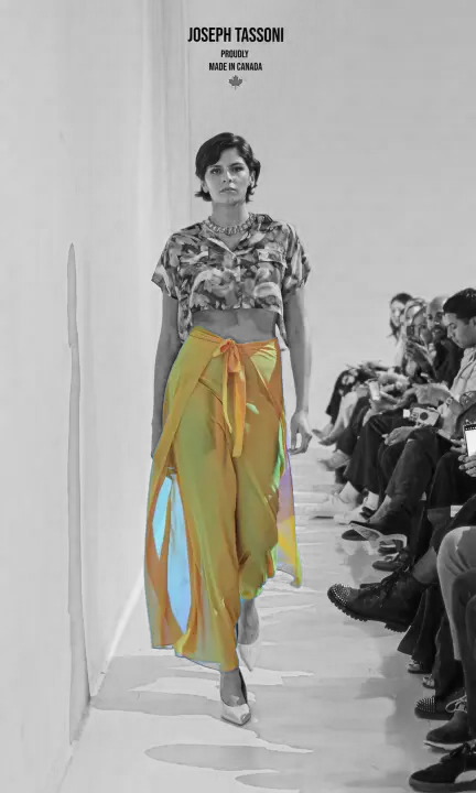 Joseph Tassoni Convertible Top & Silk Chiffon Melange Wrap Pant