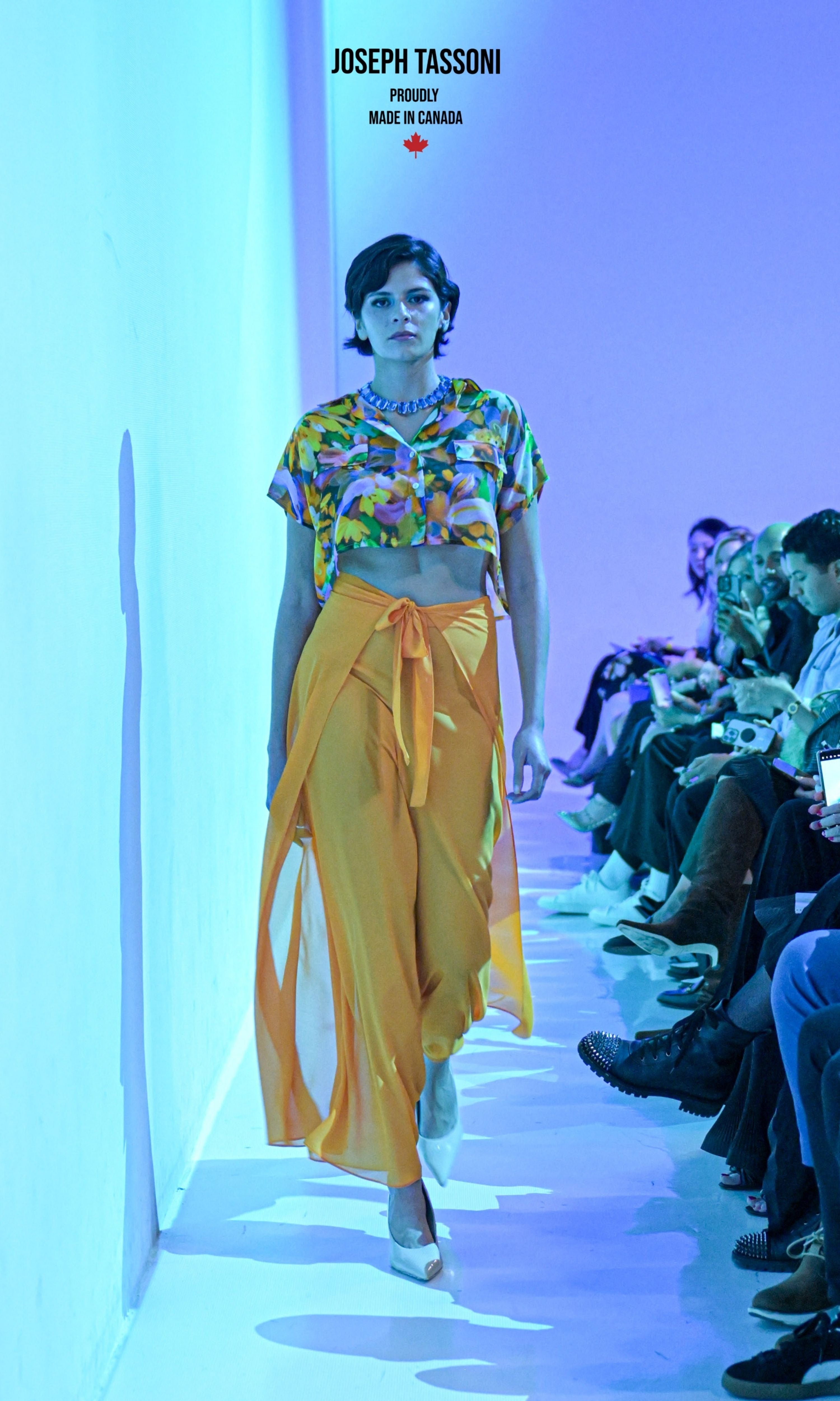 Joseph Tassoni Convertible Top & Silk Chiffon Melange Wrap Pant