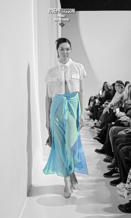 Joseph Tassoni Convertible Top & Silk Chiffon Melange Wrap Pant