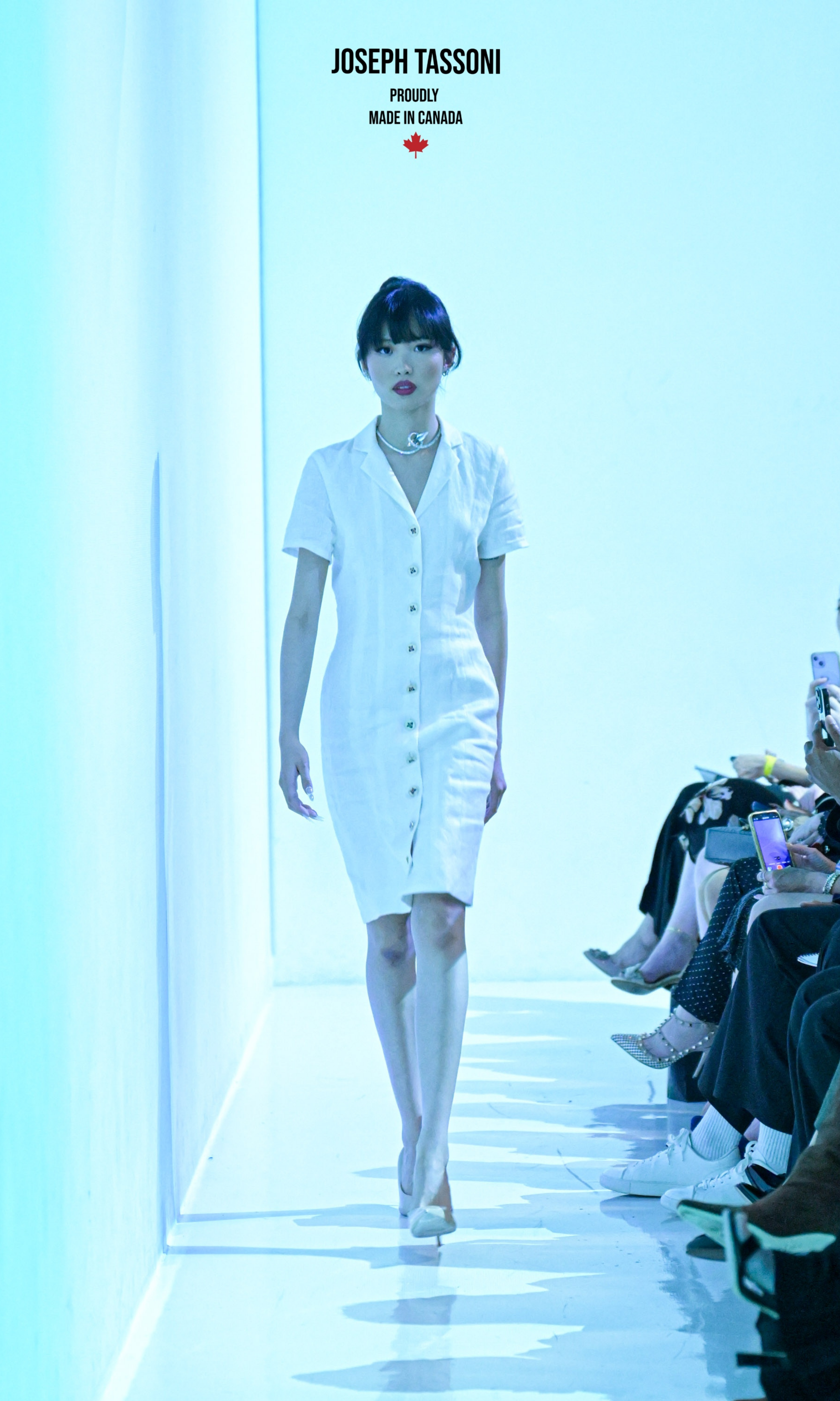 Joseph Tassoni Lapel Full Button-Down Linen Dress