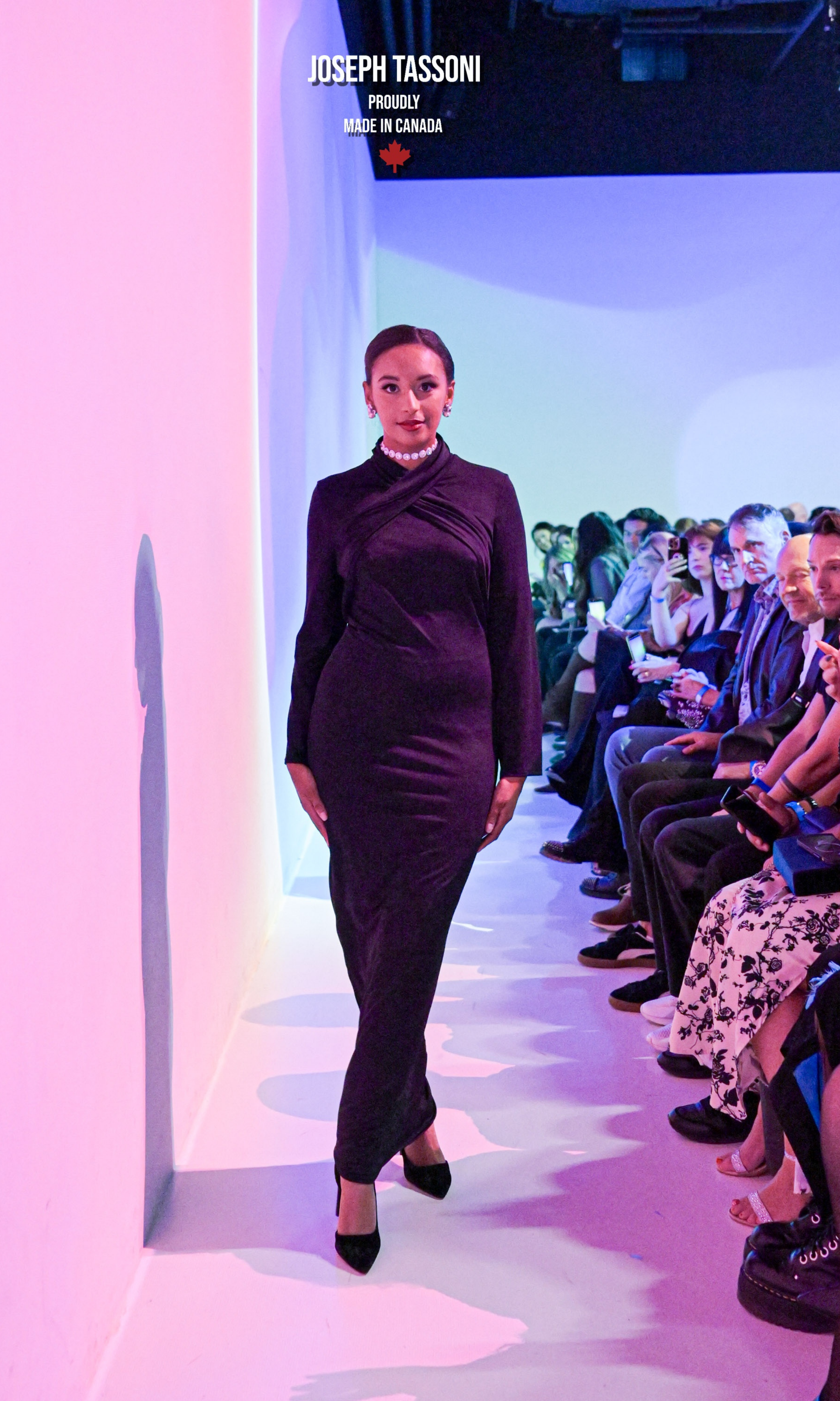 The Joseph Tassoni Silk Mesh Cross-Neck Evening Gown