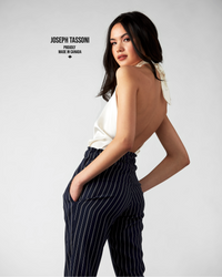 JT Ladies Mens Stripe Straight Leg Pant