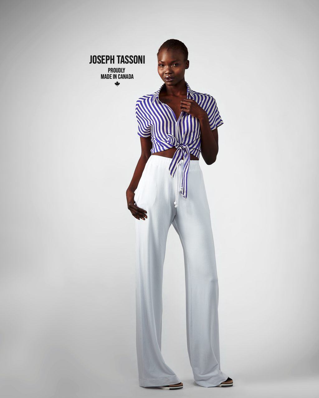 JT Ladies Bamboo Silk Knit Wide Leg Pant - White