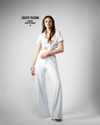 JT Ladies Bamboo Silk Knit Wide Leg Pant - White