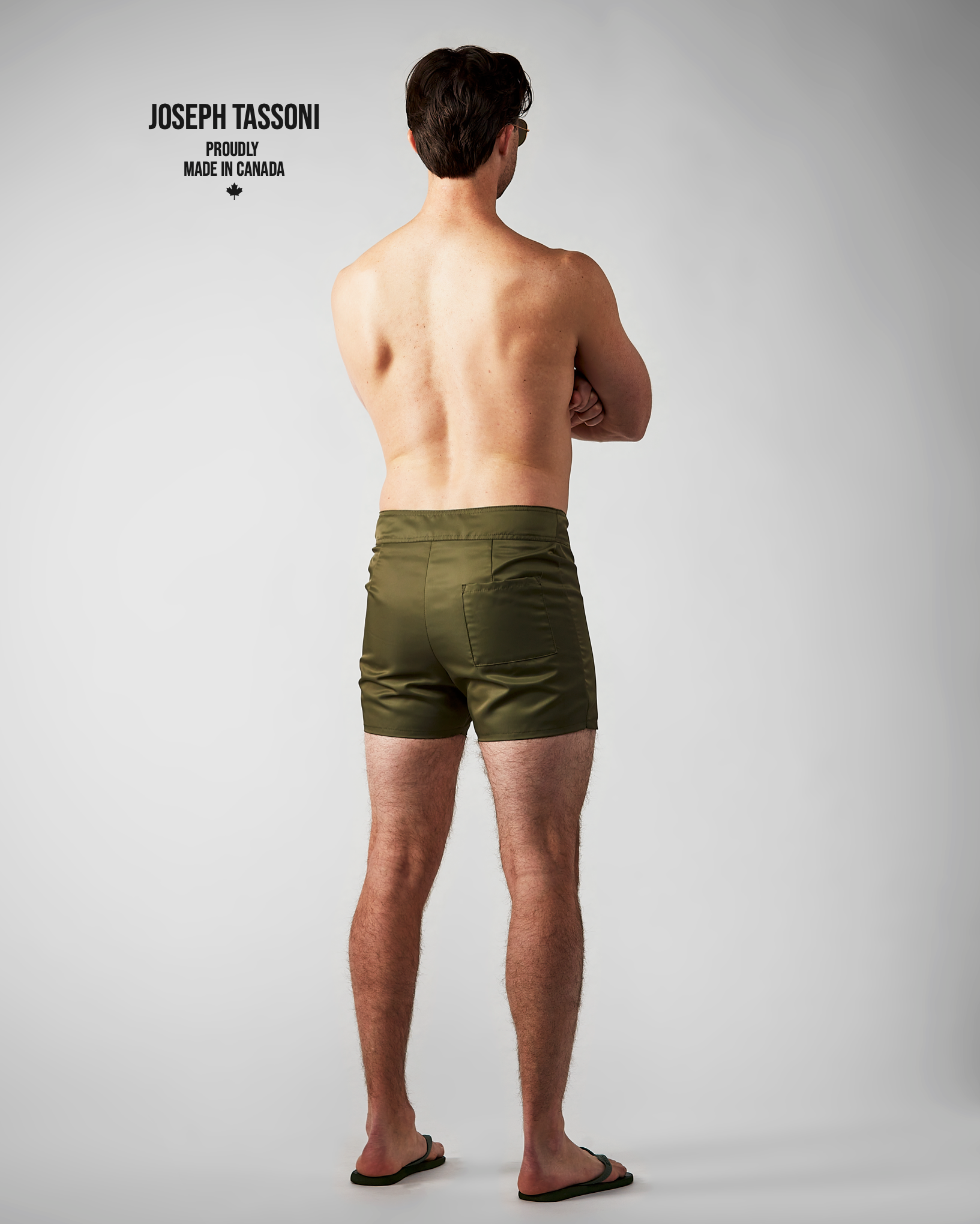 JT Men's Poolside Tailored Fit Swim Trunks - Army Green