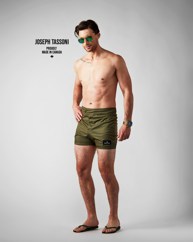 JT Men's Poolside Tailored Fit Swim Trunks - Army Green