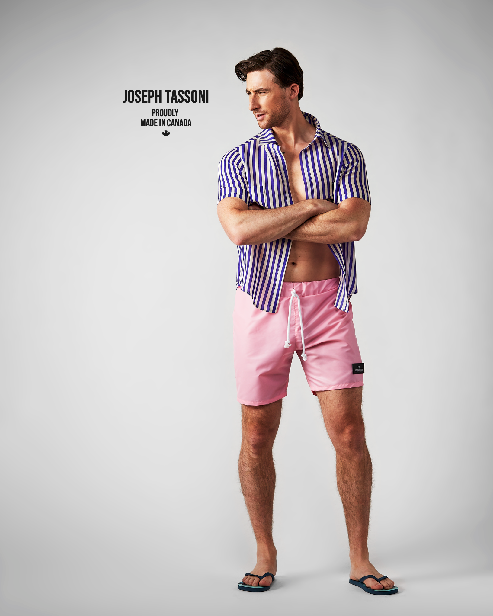 JT Men's Short Sleeve Poolside Shirt - Amalfi Blue Stripe
